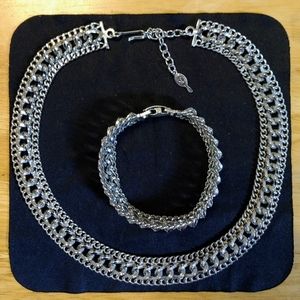 Sarah Coventry Silver Chain Necklace and Bracelet